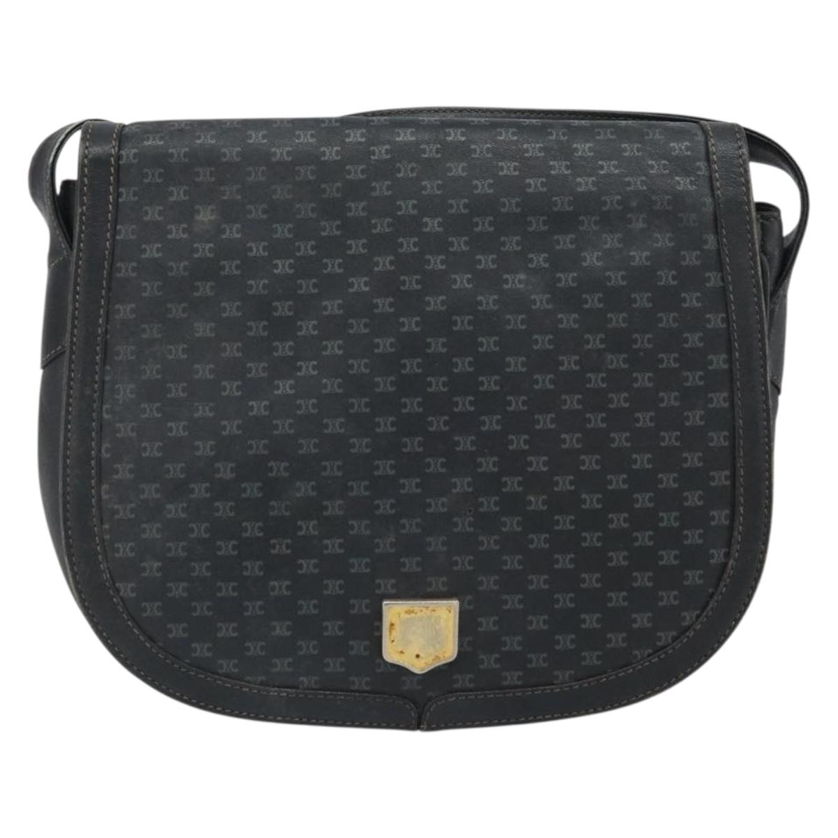 CELINE Shoulder Bag Leather Black Gold Auth bs33071