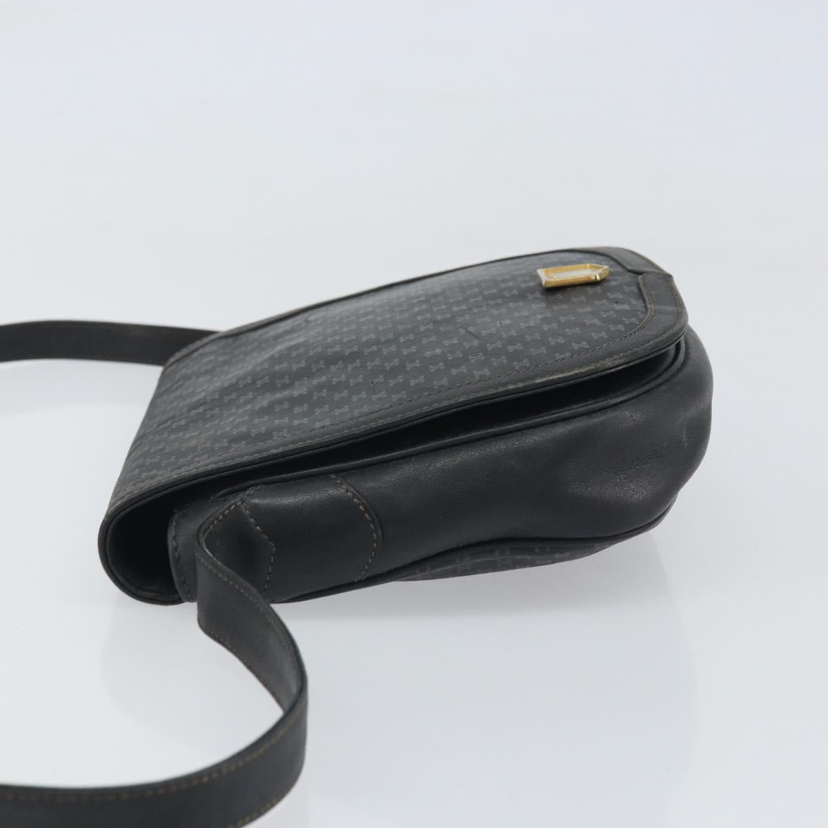 CELINE Shoulder Bag Leather Black Gold Auth bs33071