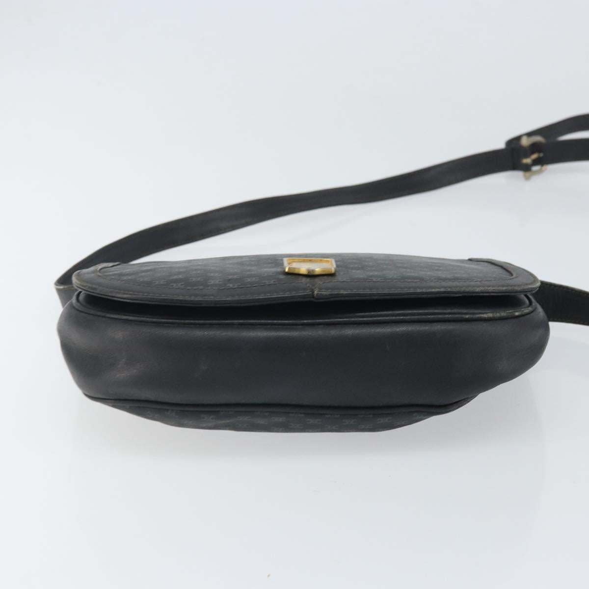 CELINE Shoulder Bag Leather Black Gold Auth bs33071