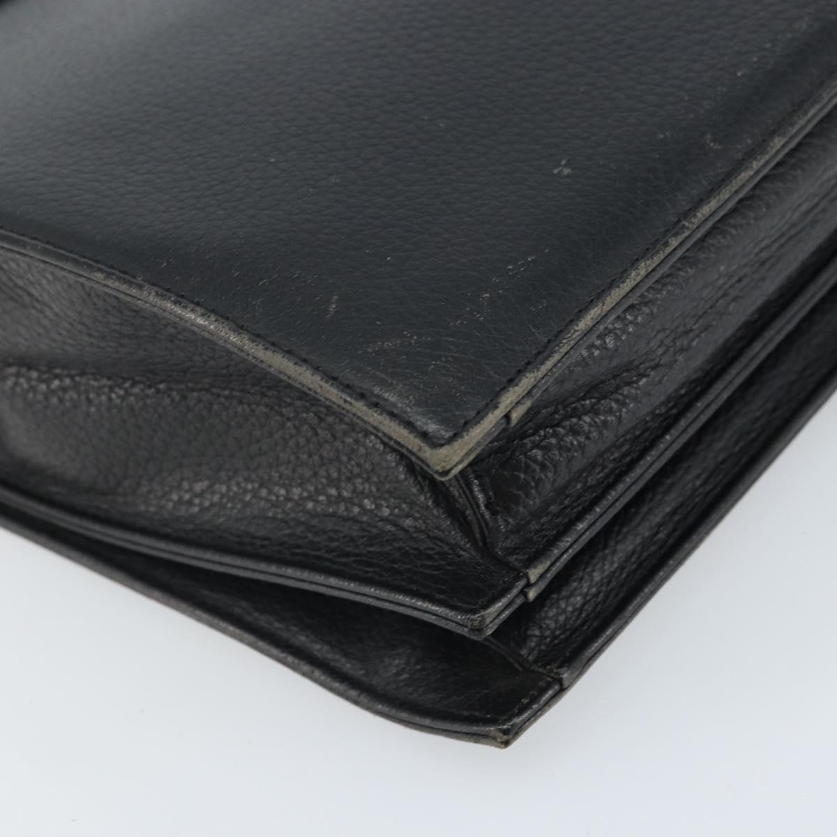 Burberrys Business Bag Leather Black Gold Auth bs33074