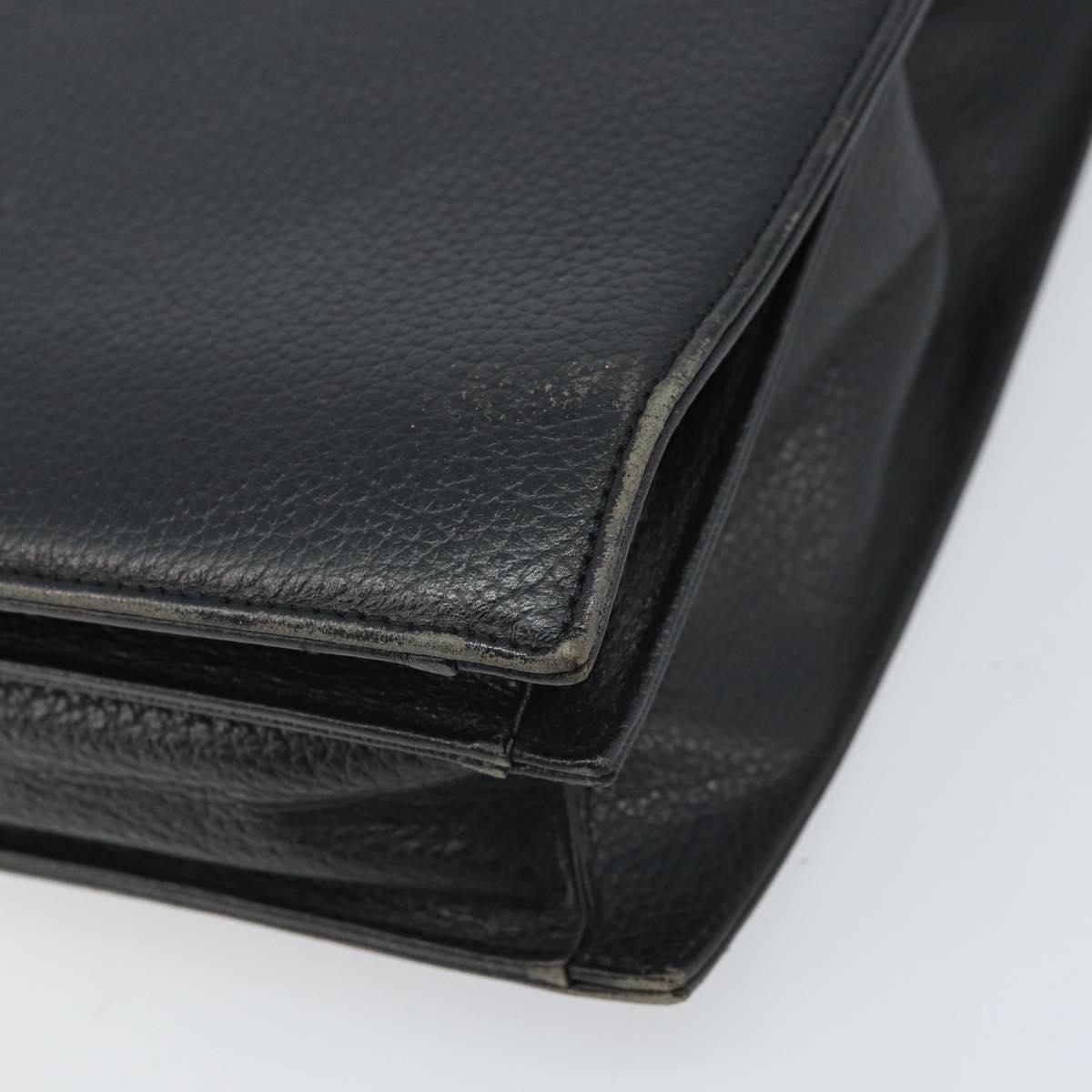 Burberrys Business Bag Leather Black Gold Auth bs33074