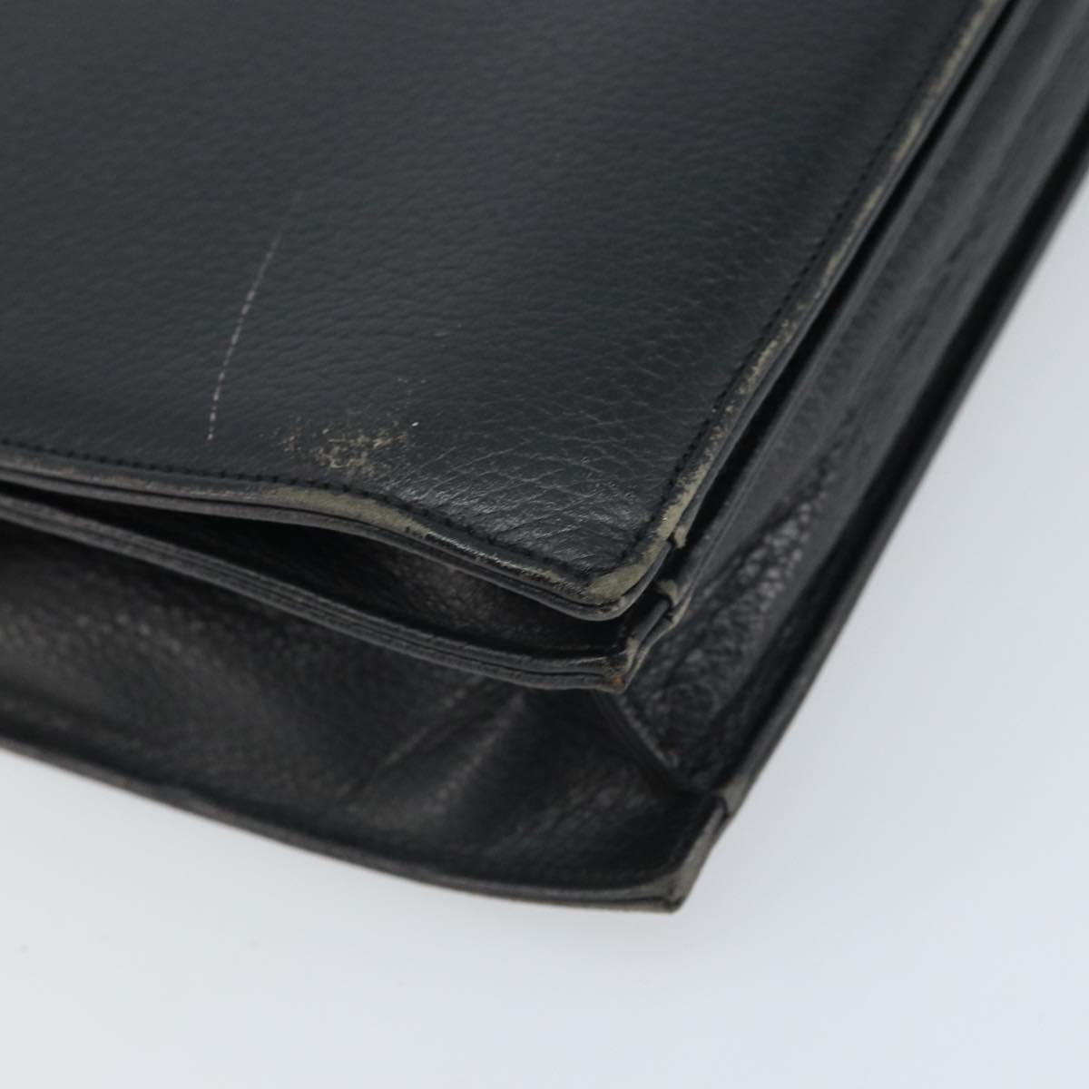 Burberrys Business Bag Leather Black Gold Auth bs33074