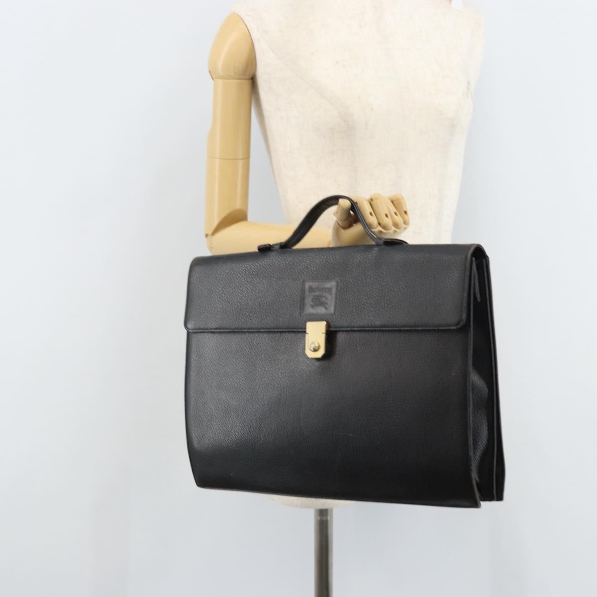Burberrys Business Bag Leather Black Gold Auth bs33074