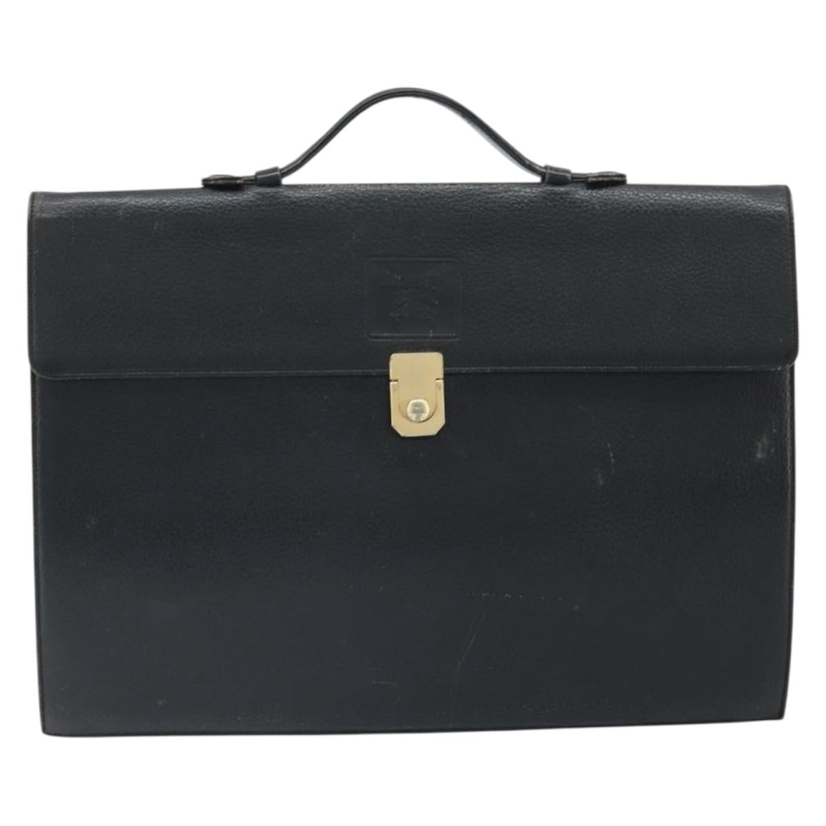 Burberrys Business Bag Leather Black Gold Auth bs33074
