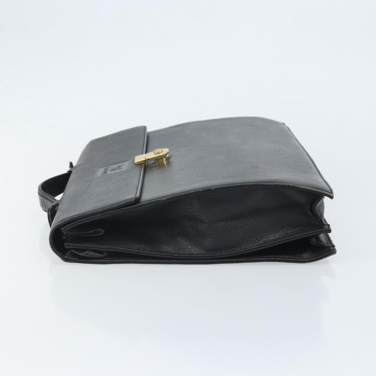 Burberrys Business Bag Leather Black Gold Auth bs33074