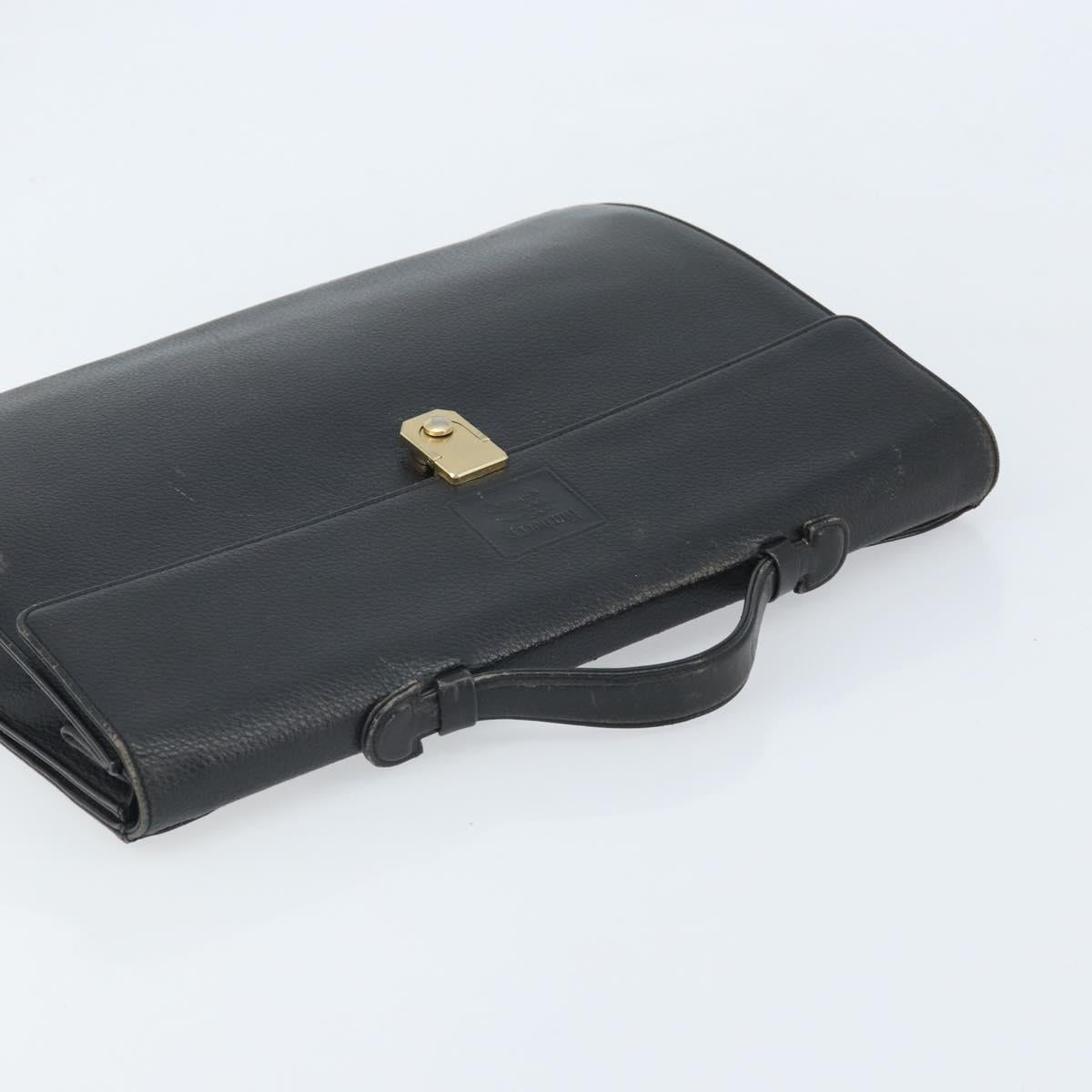 Burberrys Business Bag Leather Black Gold Auth bs33074