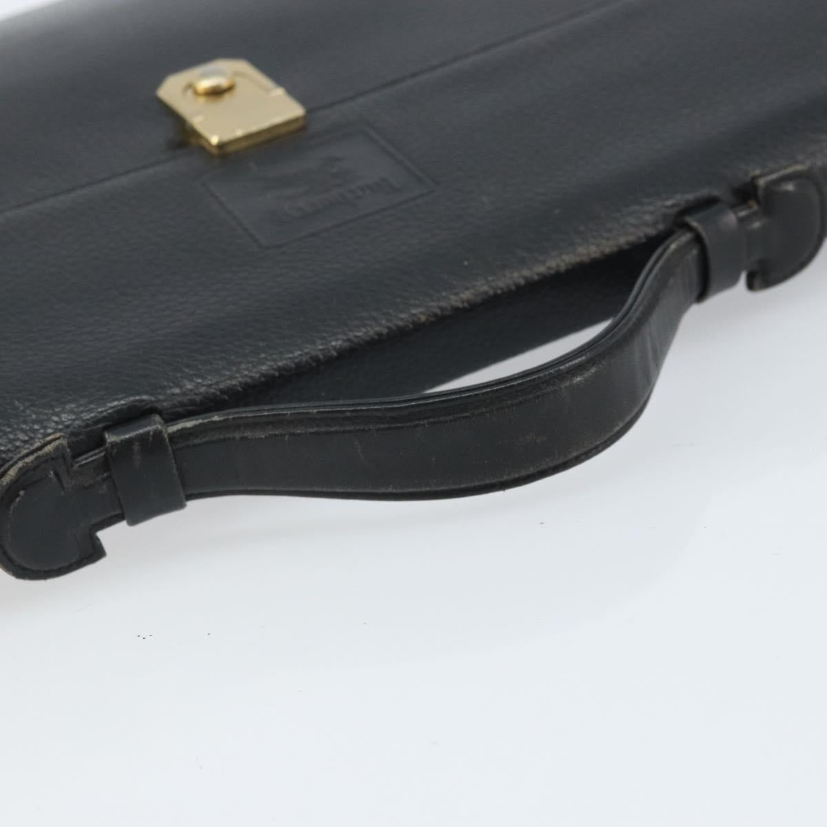 Burberrys Business Bag Leather Black Gold Auth bs33074