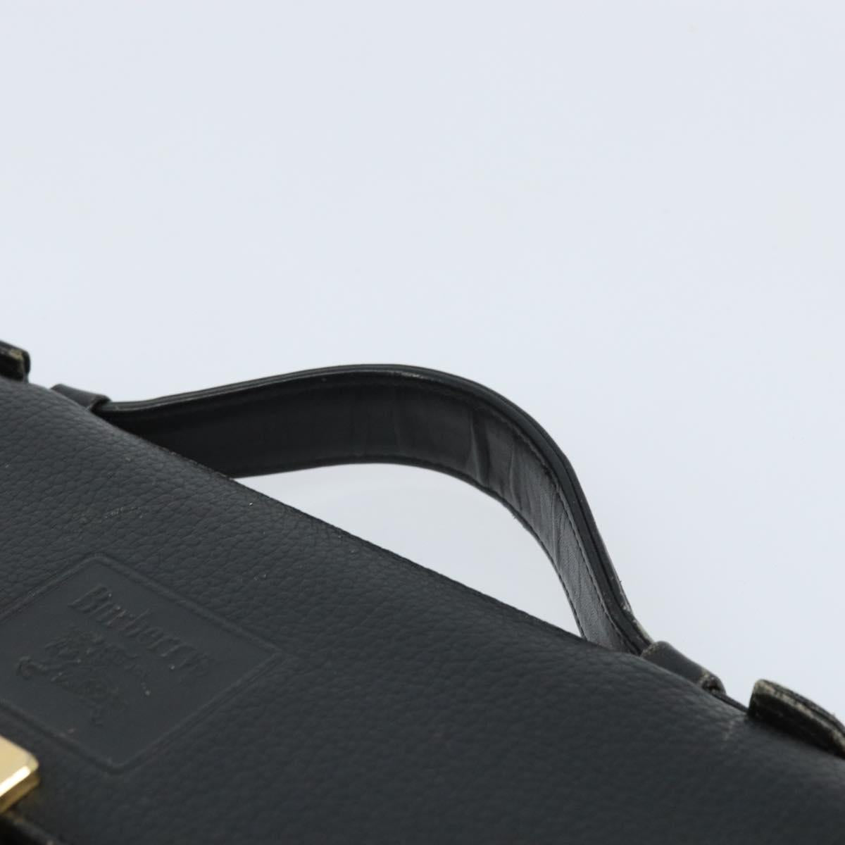 Burberrys Business Bag Leather Black Gold Auth bs33074
