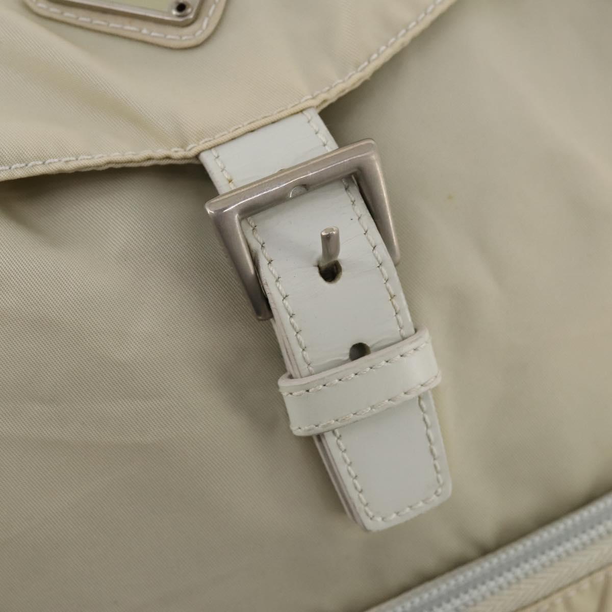 PRADA Backpack Nylon Beige Silver Auth bs33075