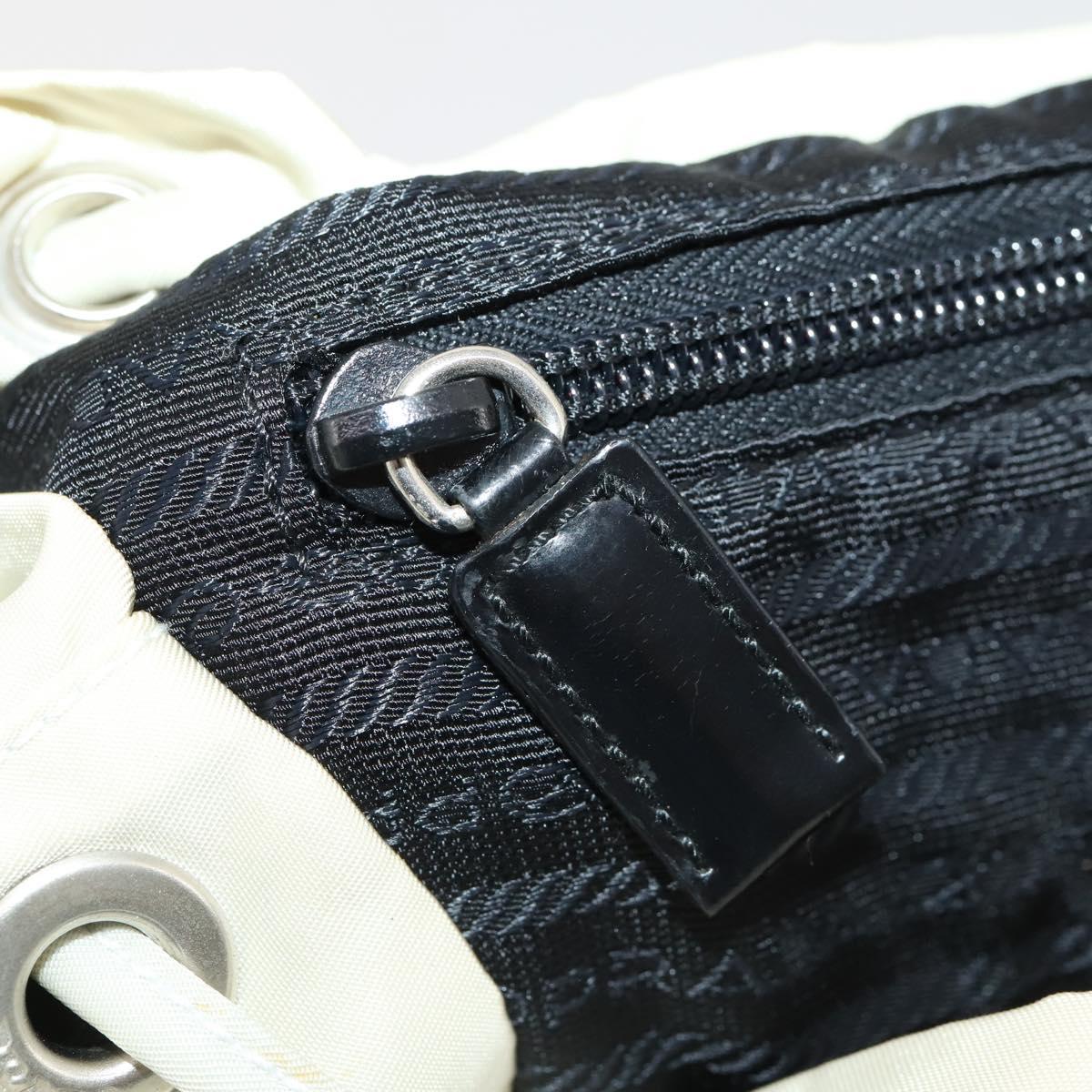 PRADA Backpack Nylon Beige Silver Auth bs33075