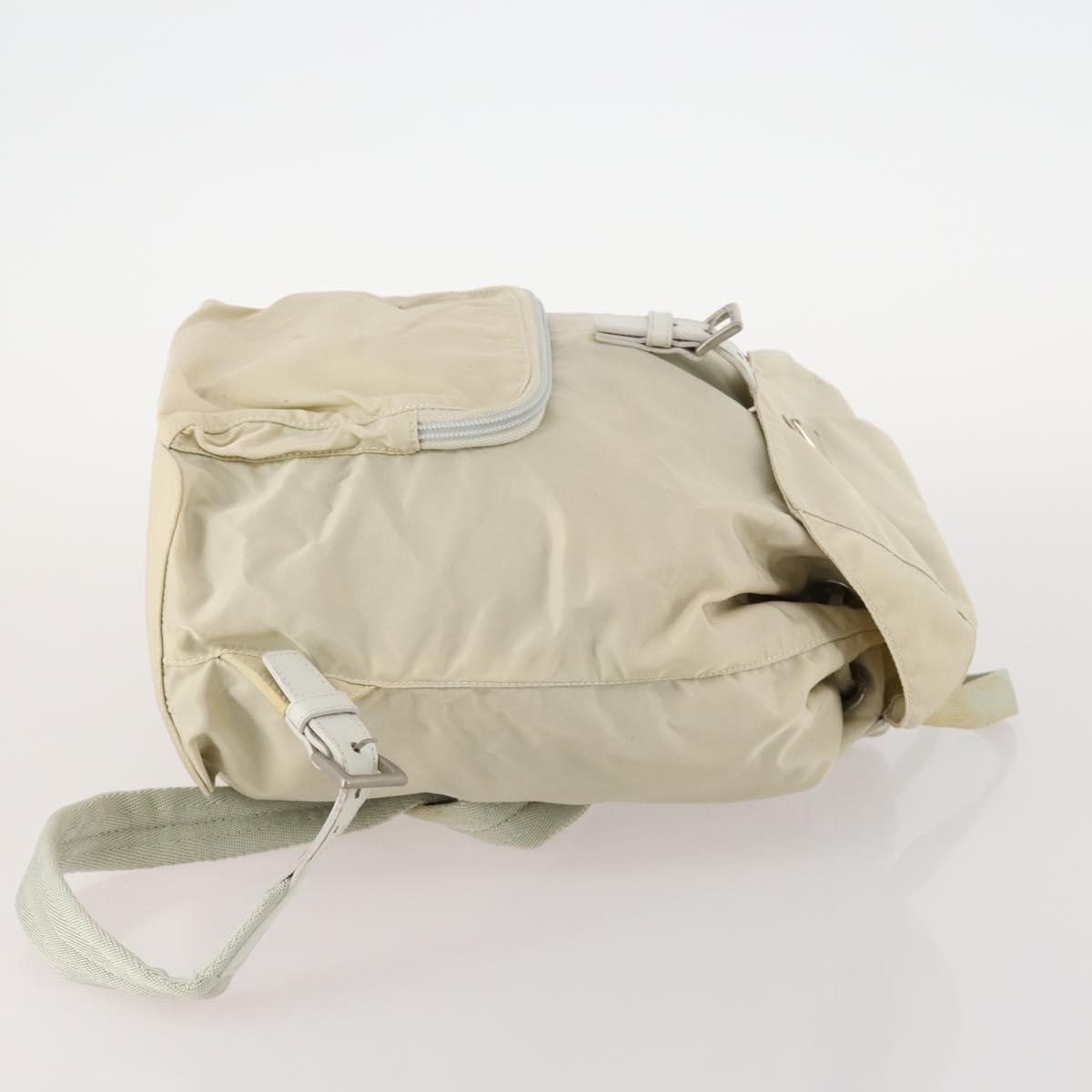 PRADA Backpack Nylon Beige Silver Auth bs33075