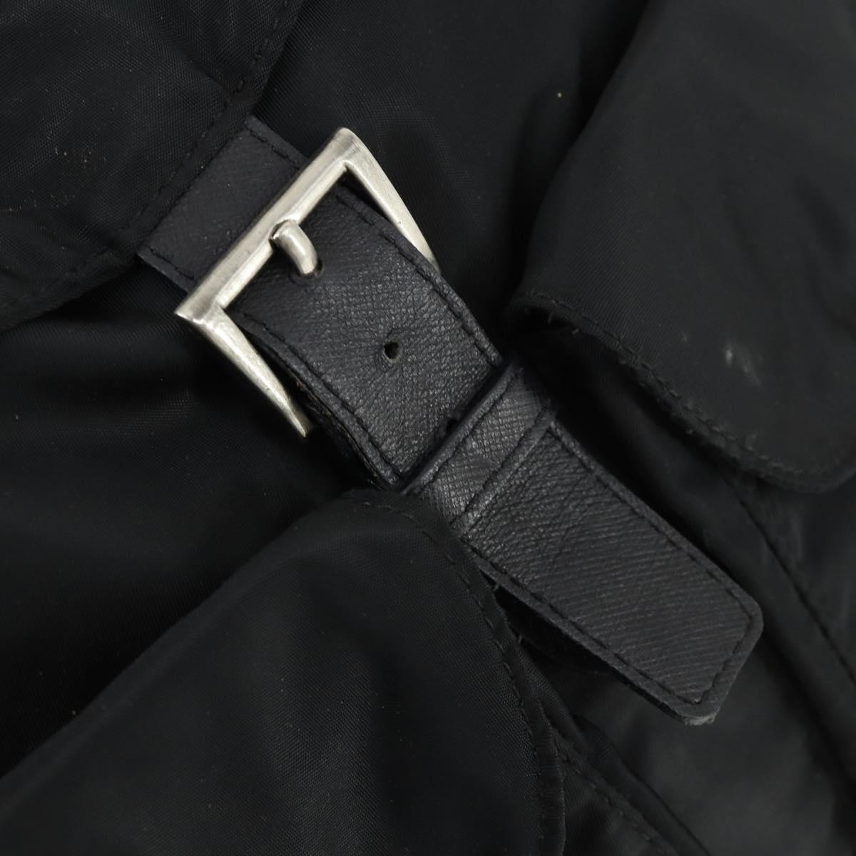 PRADA Backpack Nylon Black Silver Auth bs33077