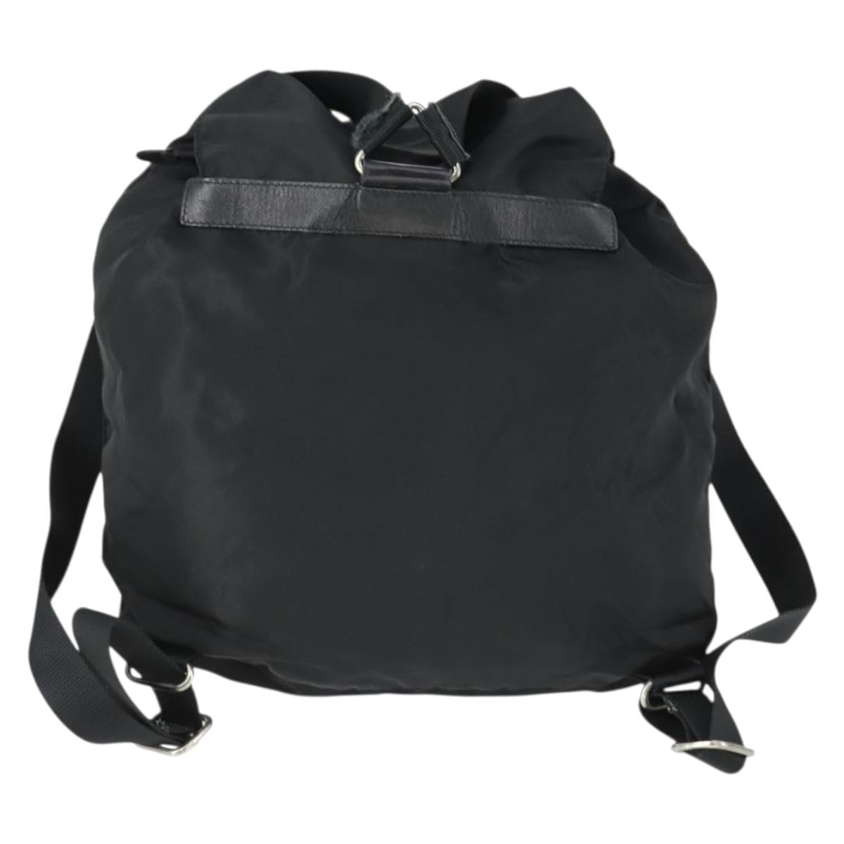 PRADA Backpack Nylon Black Silver Auth bs33077
