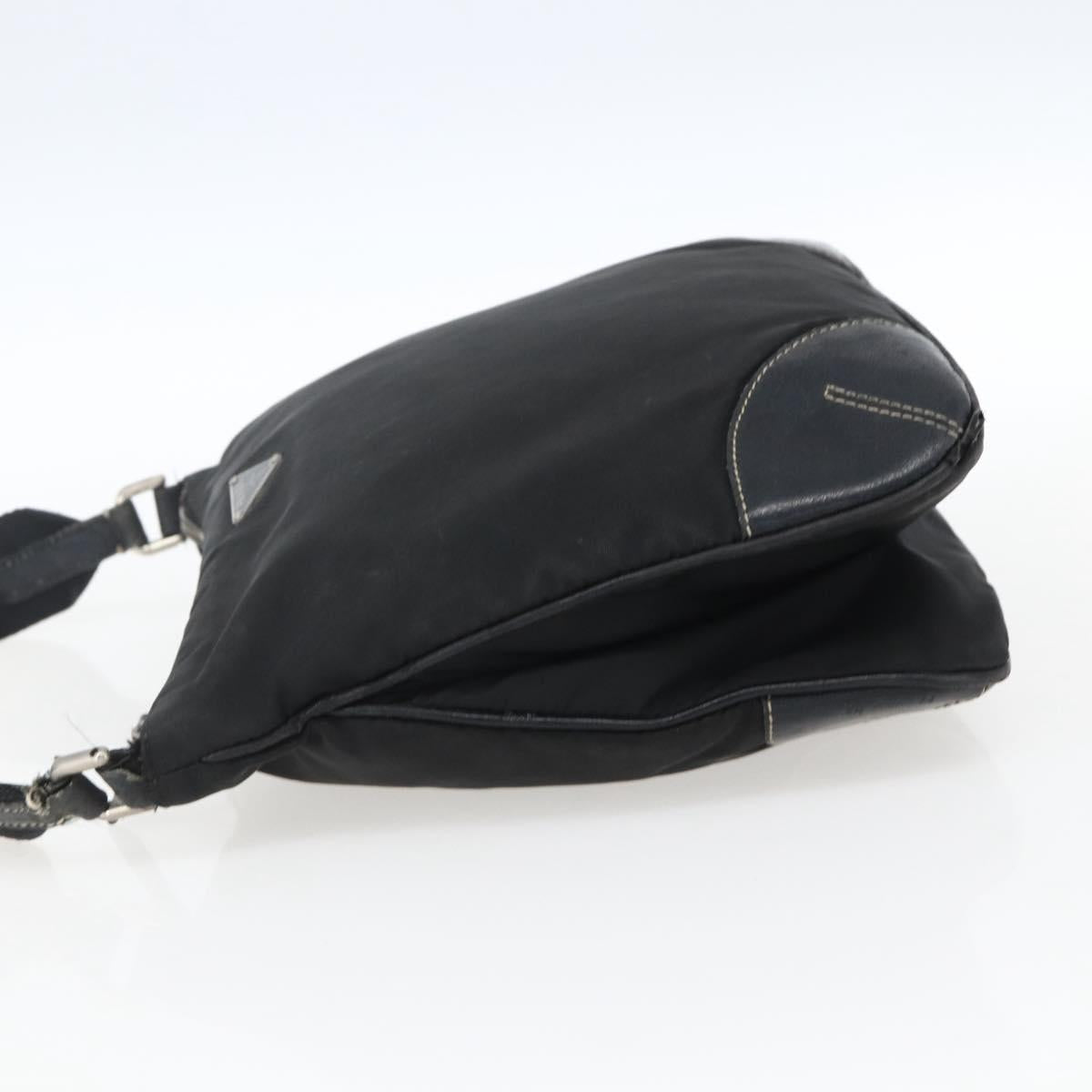 PRADA Shoulder Bag Nylon Black Silver Auth bs33078