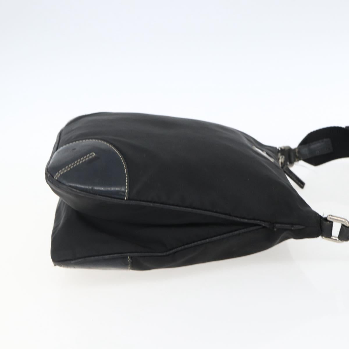 PRADA Shoulder Bag Nylon Black Silver Auth bs33078