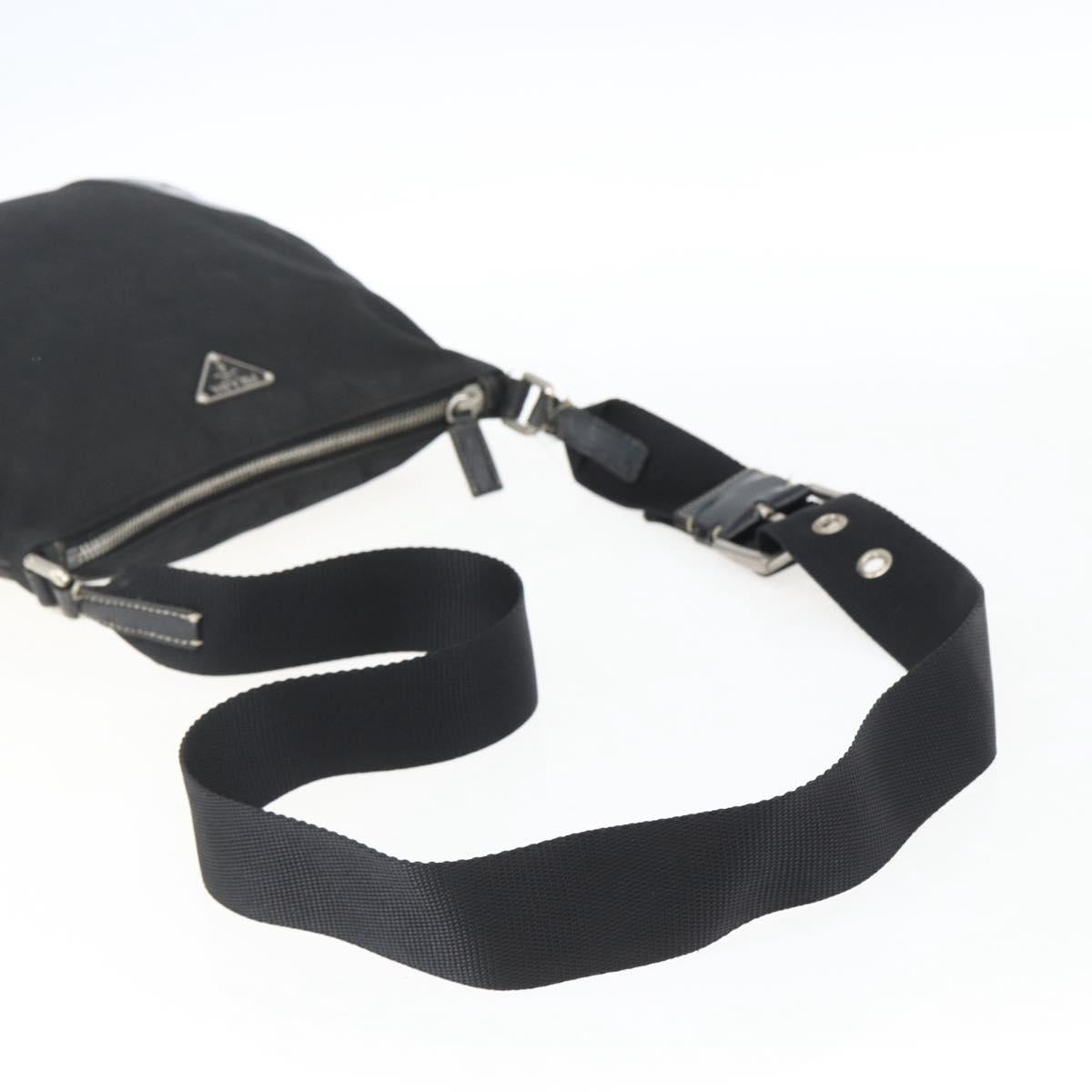 PRADA Shoulder Bag Nylon Black Silver Auth bs33078