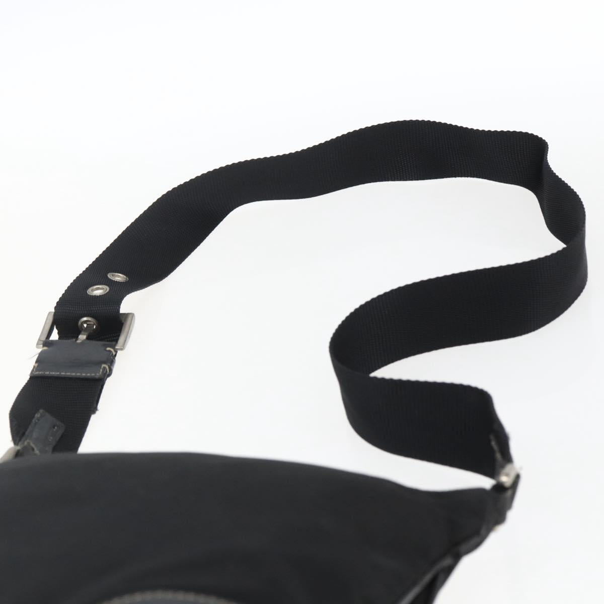 PRADA Shoulder Bag Nylon Black Silver Auth bs33078