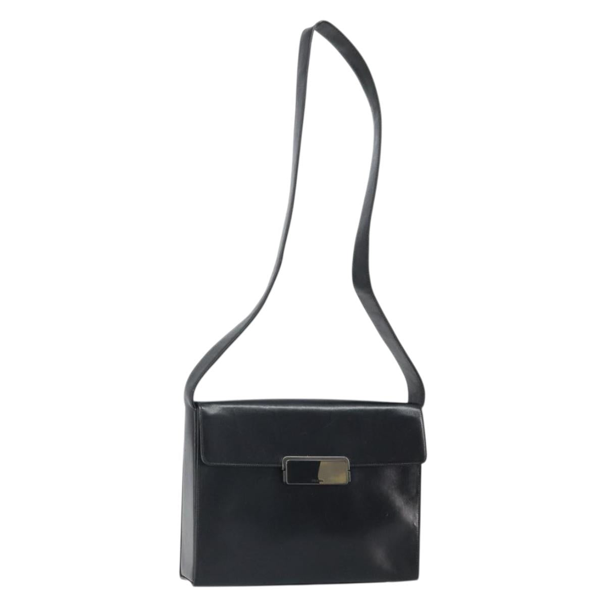 PRADA Shoulder Bag Leather Black Auth bs33081