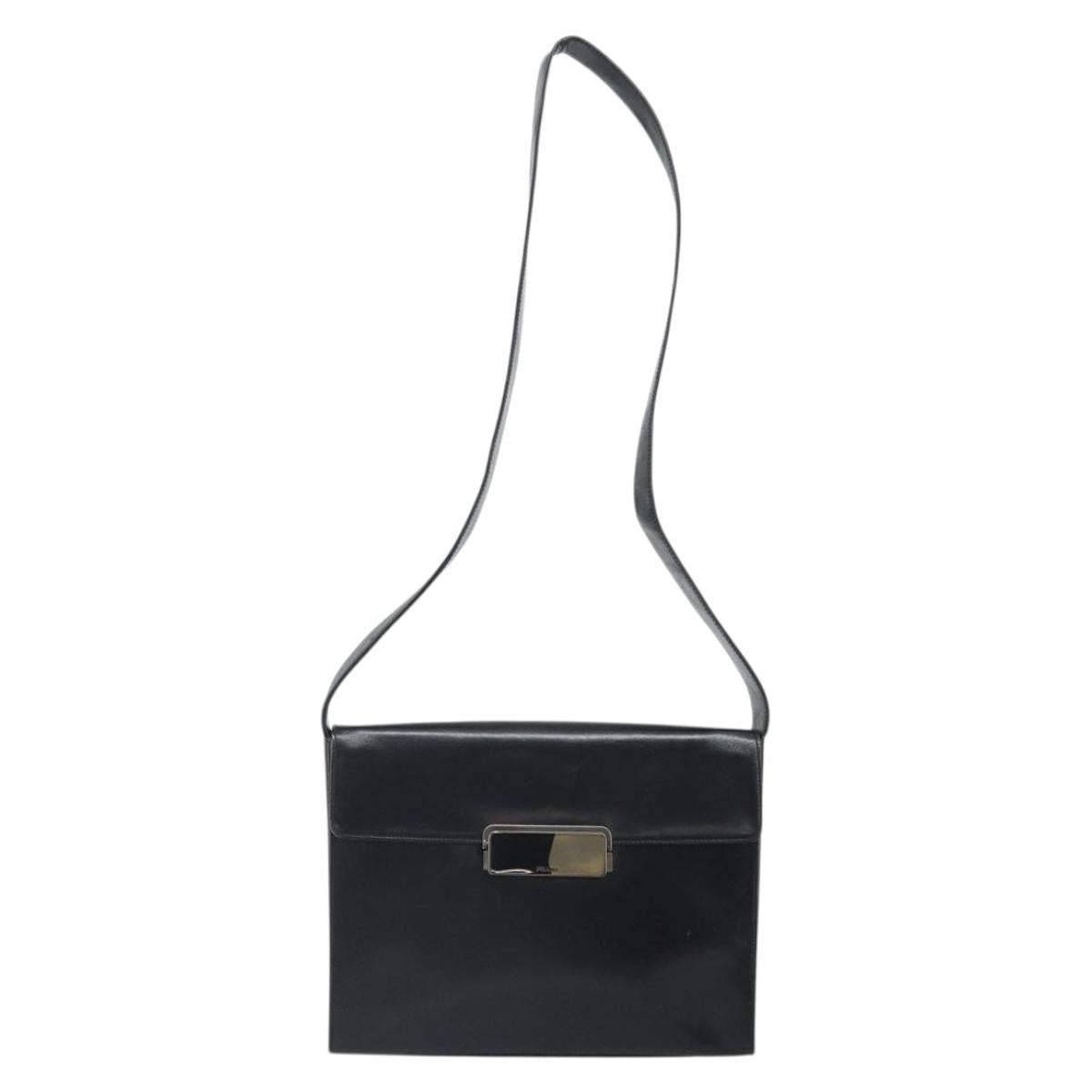 PRADA Shoulder Bag Leather Black Auth bs33081