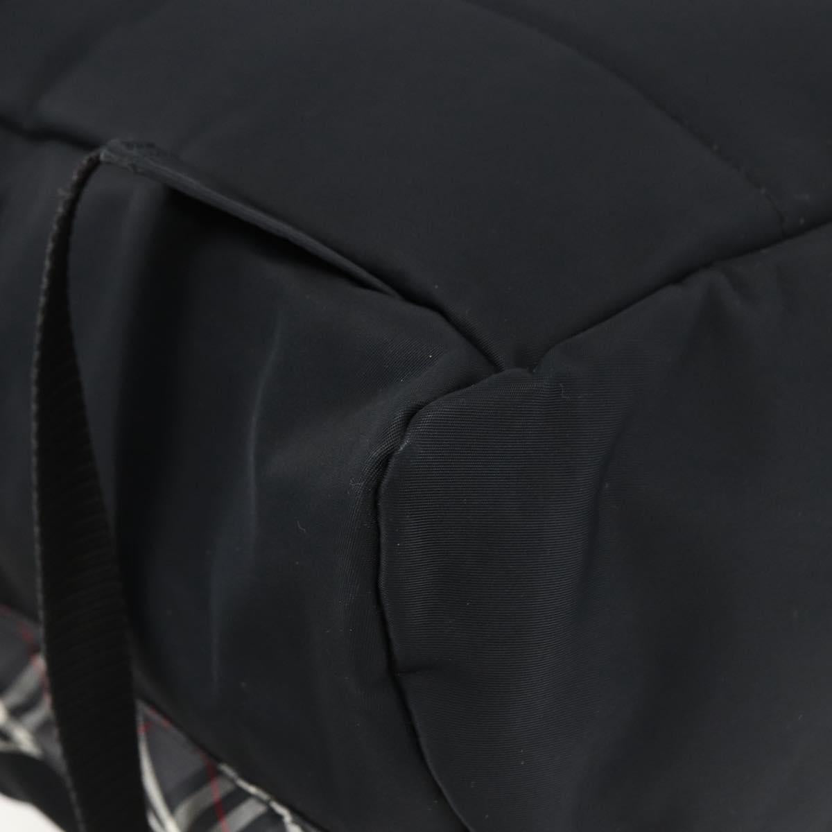 BURBERRY Black label Backpack Nylon Silver Black Auth bs33083