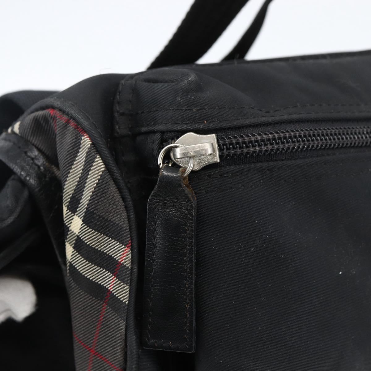 BURBERRY Black label Backpack Nylon Silver Black Auth bs33083