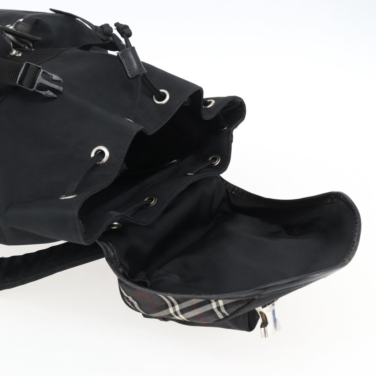 BURBERRY Black label Backpack Nylon Silver Black Auth bs33083