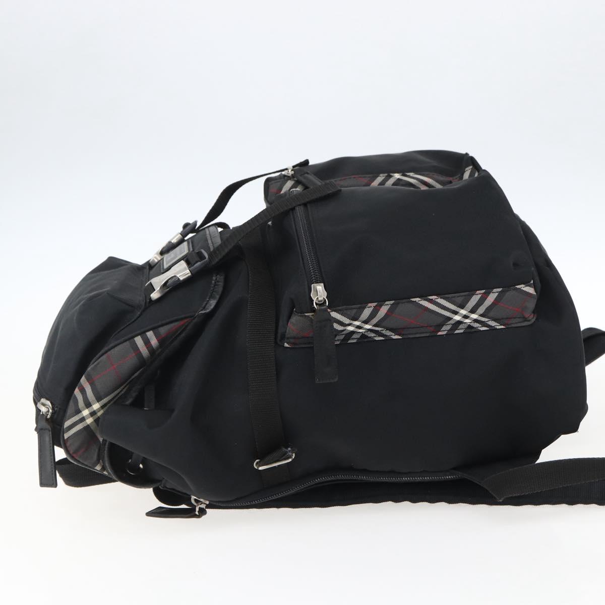 BURBERRY Black label Backpack Nylon Silver Black Auth bs33083