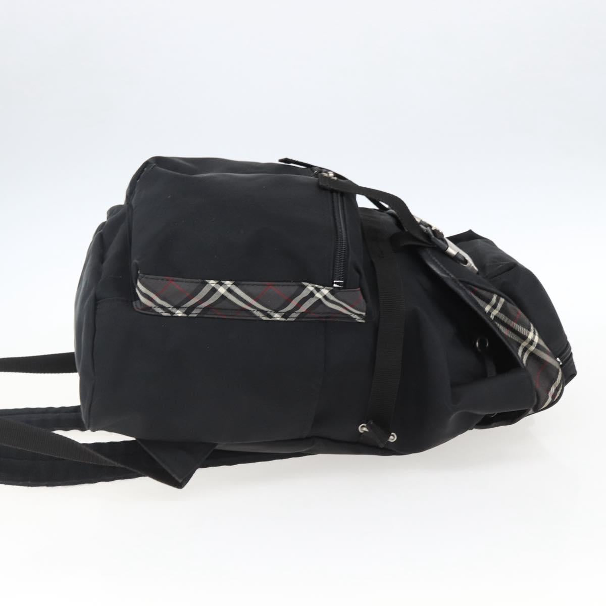 BURBERRY Black label Backpack Nylon Silver Black Auth bs33083