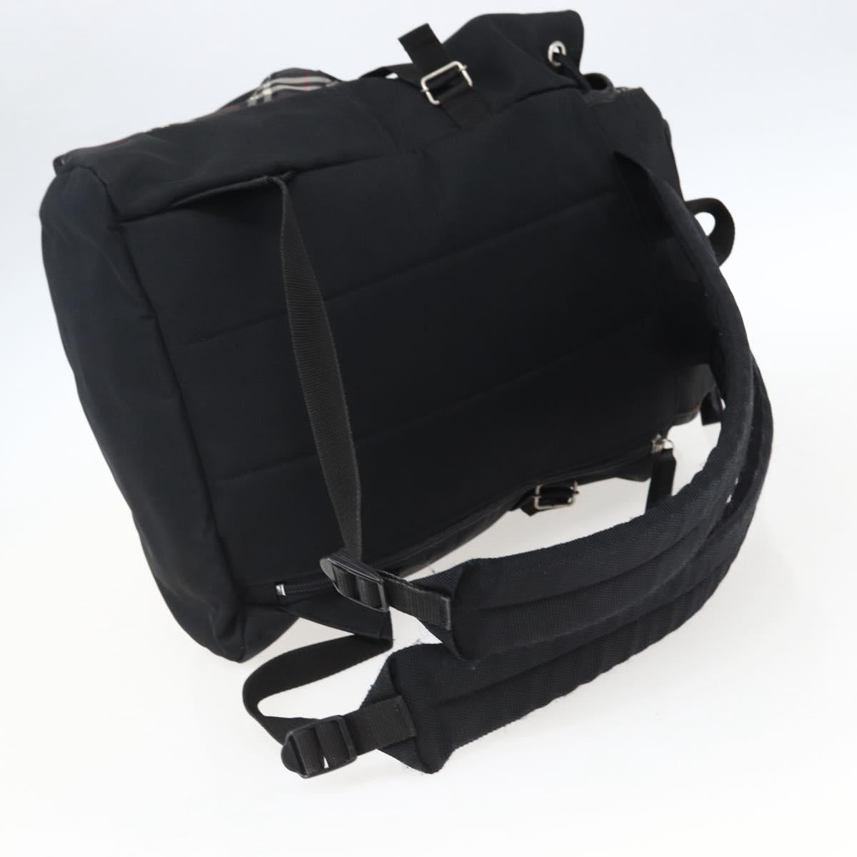 BURBERRY Black label Backpack Nylon Silver Black Auth bs33083