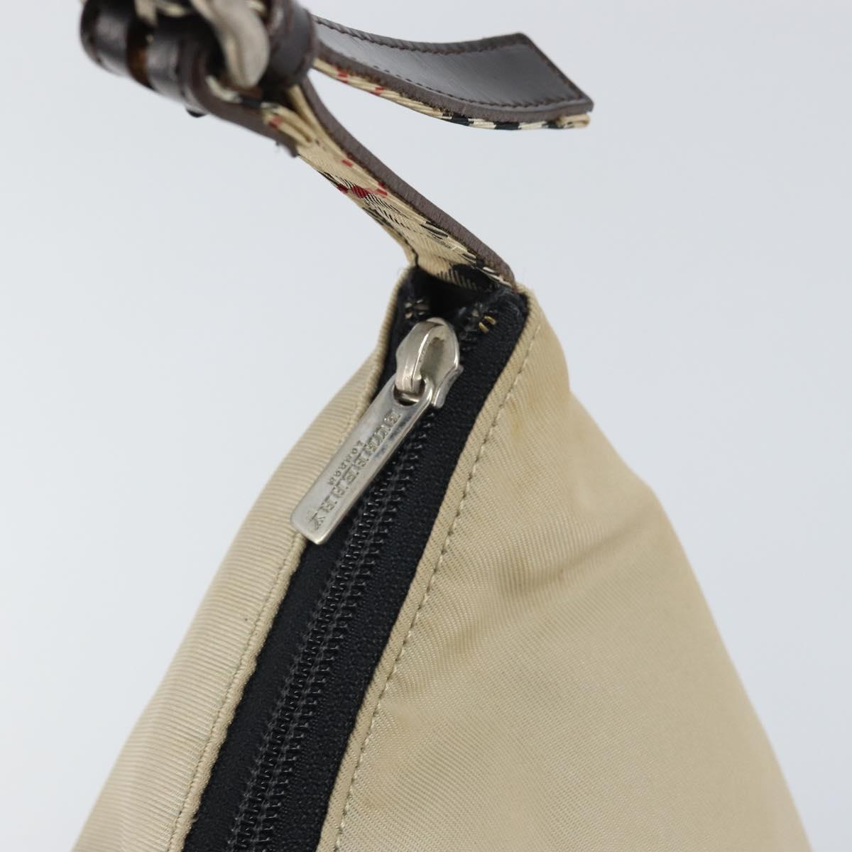BURBERRY Shoulder Bag Nylon Beige Silver Auth bs33084