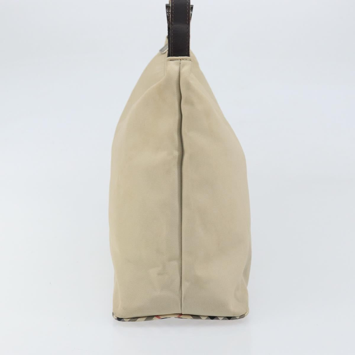 BURBERRY Shoulder Bag Nylon Beige Silver Auth bs33084
