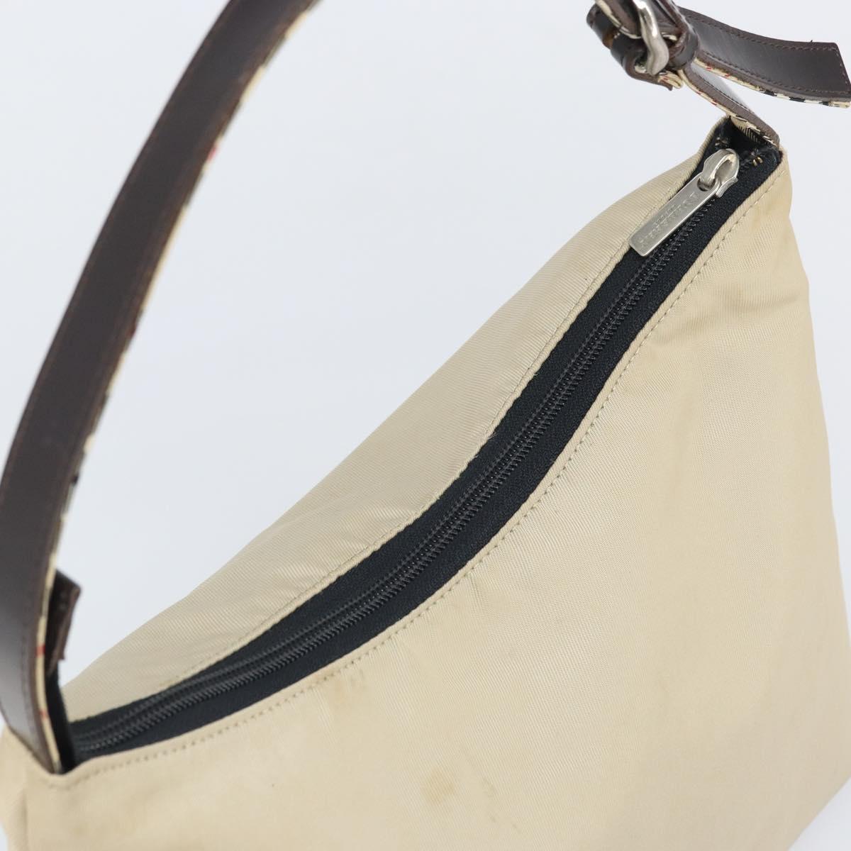 BURBERRY Shoulder Bag Nylon Beige Silver Auth bs33084