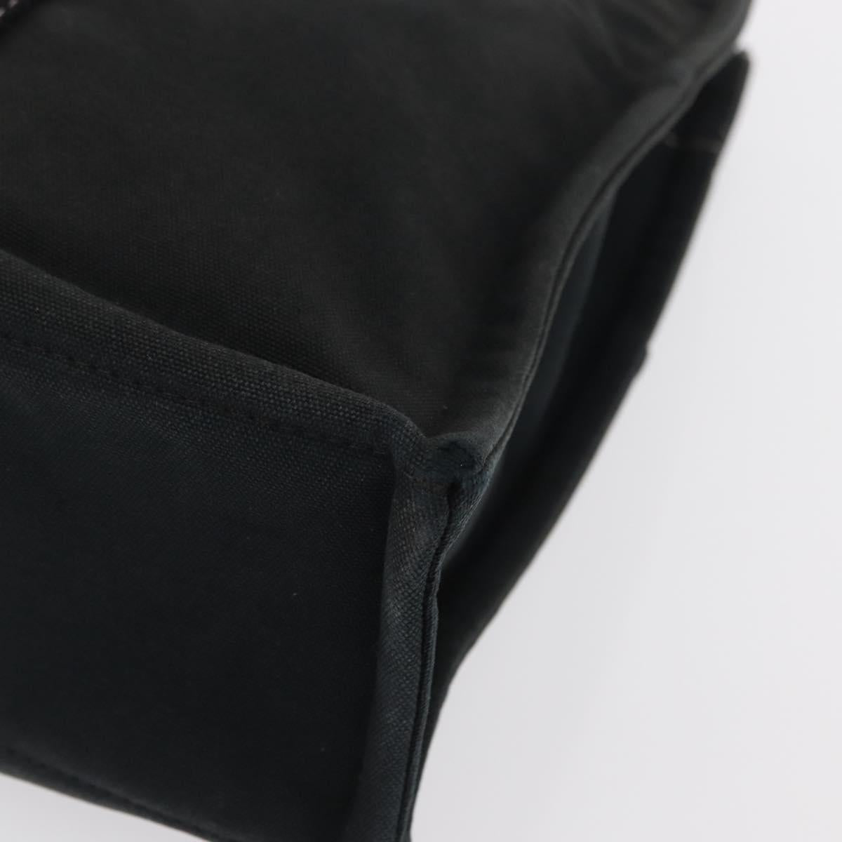 HERMES Deauville Hand Bag Canvas Black Auth bs33087