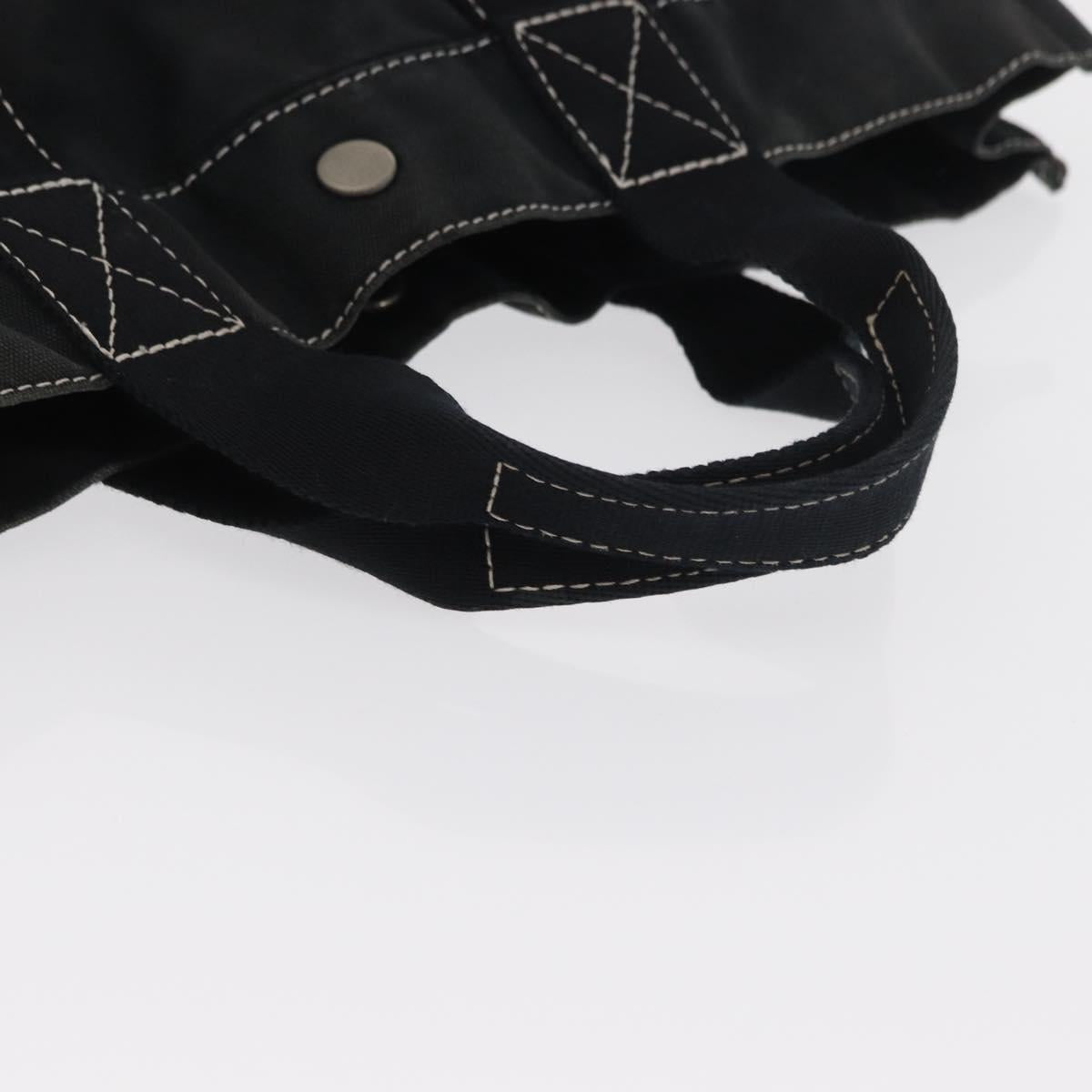 HERMES Deauville Hand Bag Canvas Black Auth bs33087