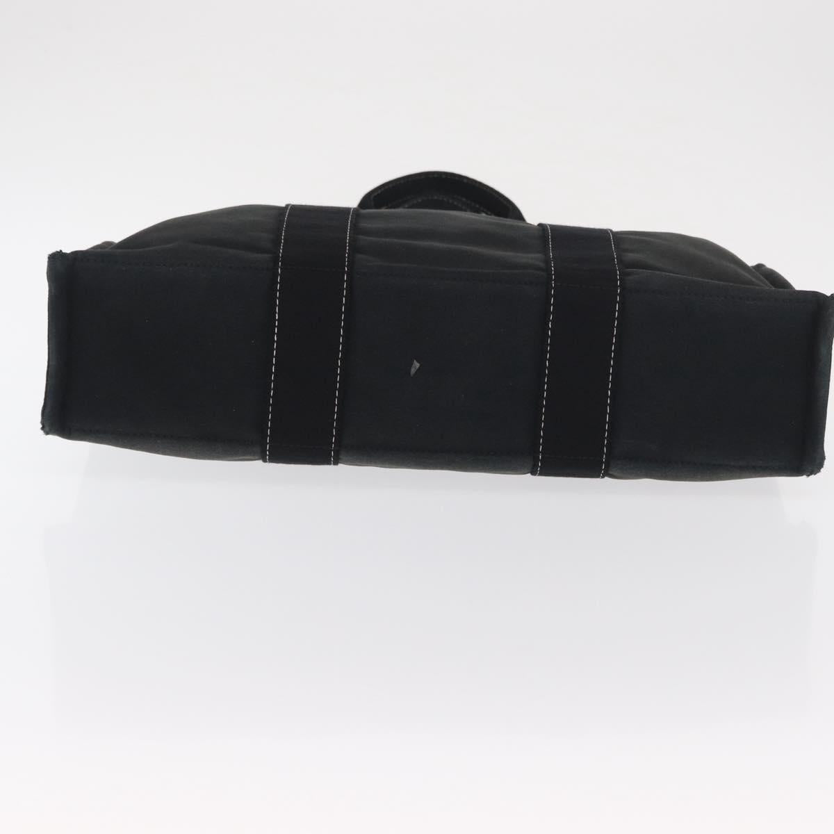 HERMES Deauville Hand Bag Canvas Black Auth bs33087