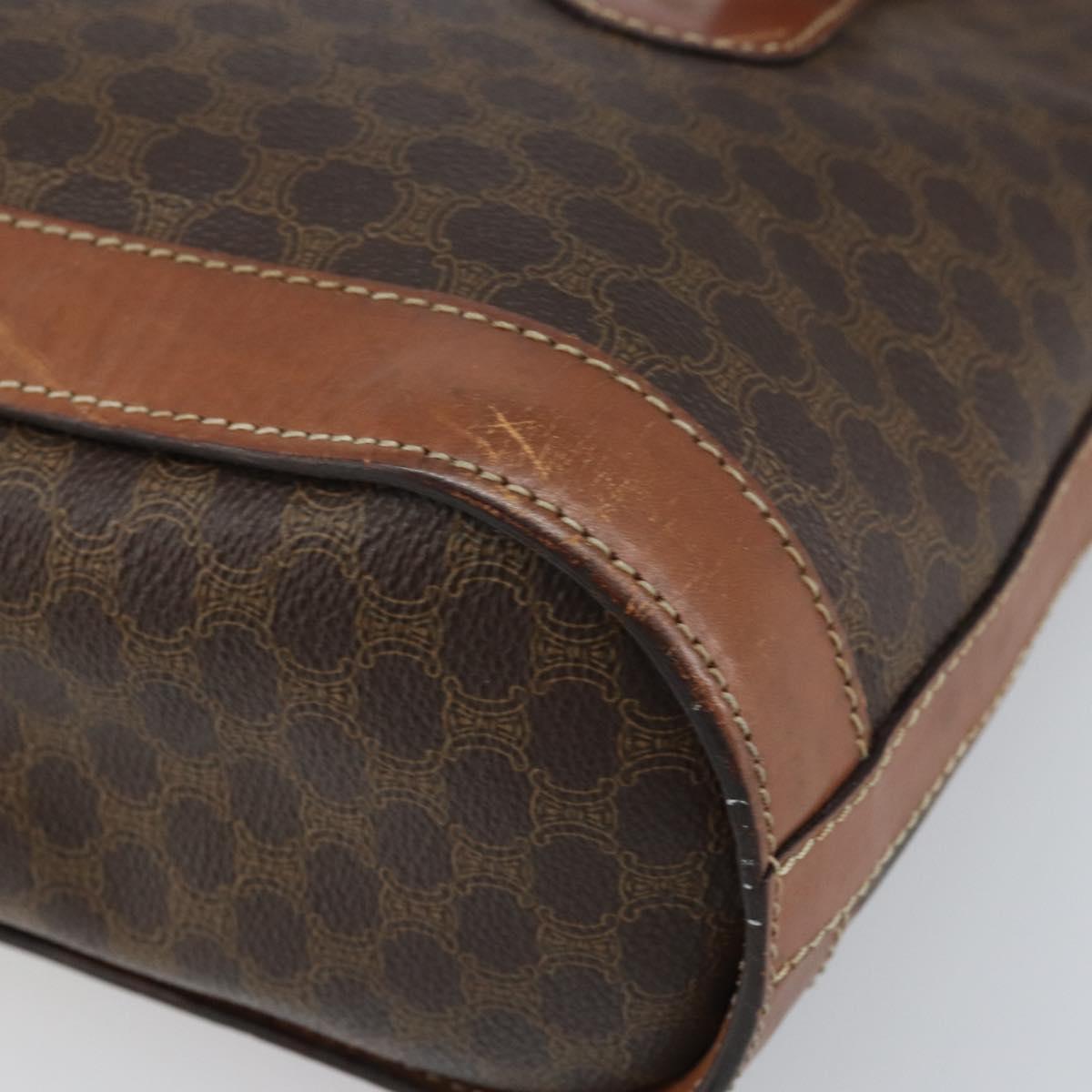 CELINE Macadam Canvas Hand Bag PVC Leather Brown Gold Auth bs33103