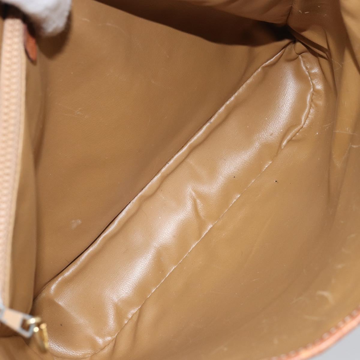CELINE Macadam Canvas Hand Bag PVC Leather Brown Gold Auth bs33103