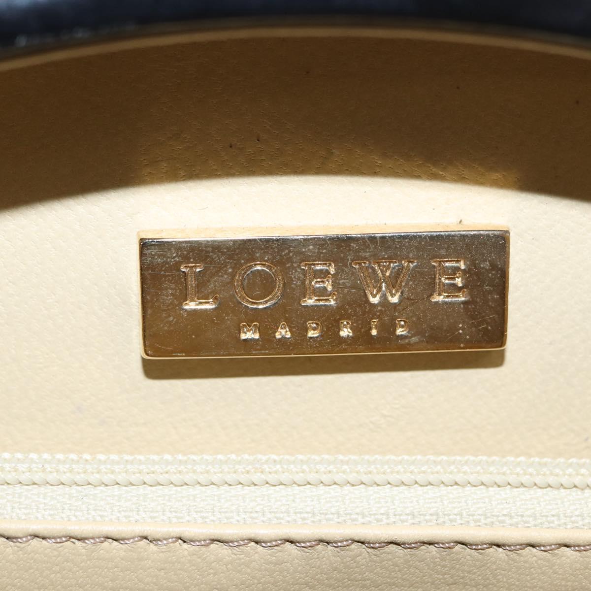 LOEWE Hand Bag Leather Black Gold Auth bs33105