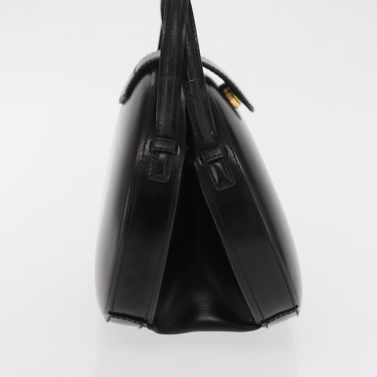 LOEWE Hand Bag Leather Black Gold Auth bs33105