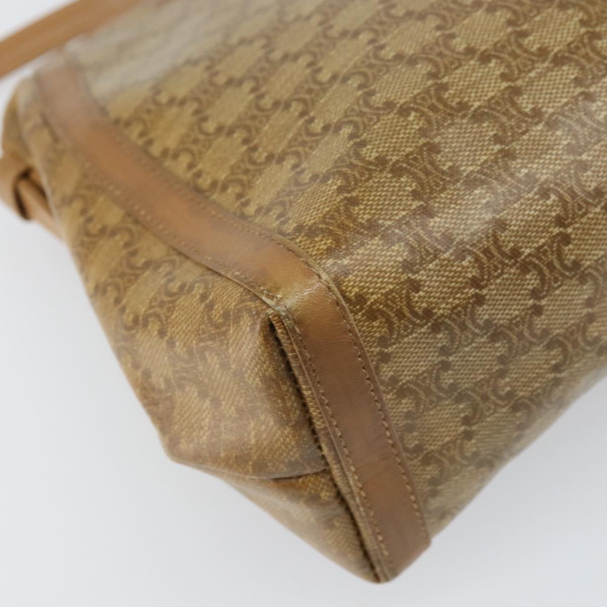 CELINE Macadam Canvas Shoulder Bag PVC Beige Gold Auth bs33106