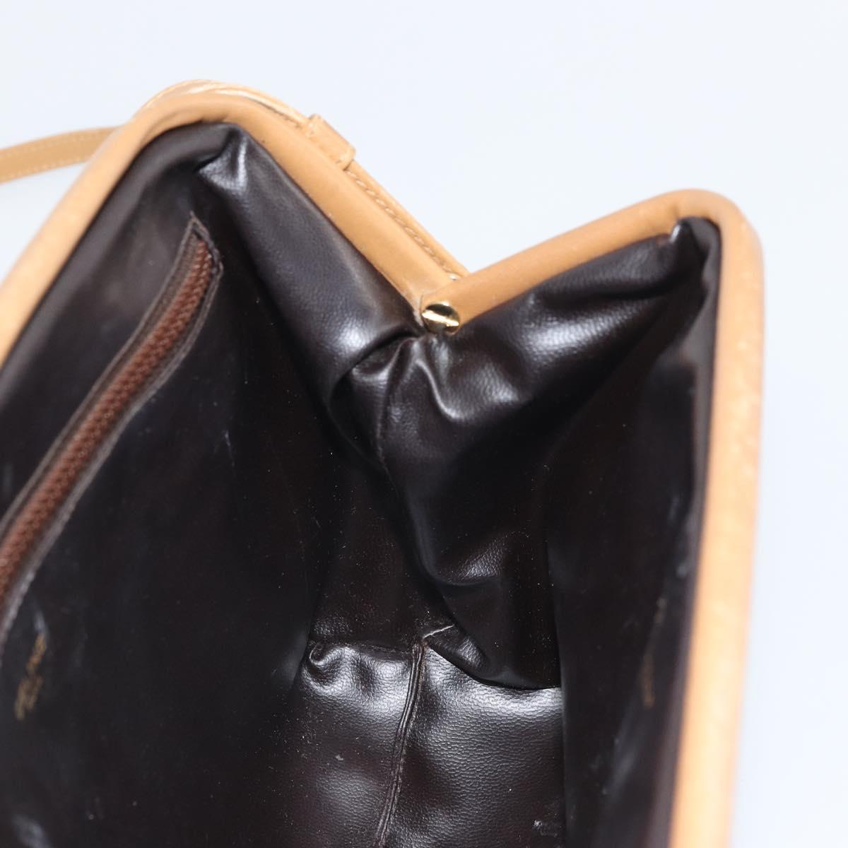 CELINE Macadam Canvas Shoulder Bag PVC Beige Gold Auth bs33106