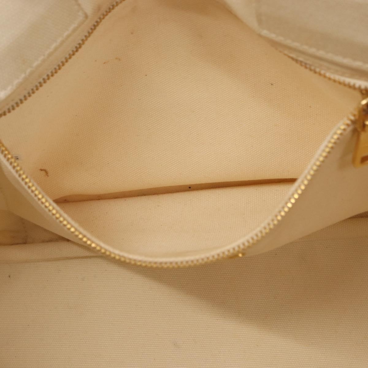 PRADA Canapa GM Hand Bag Canvas White Gold Auth bs33107