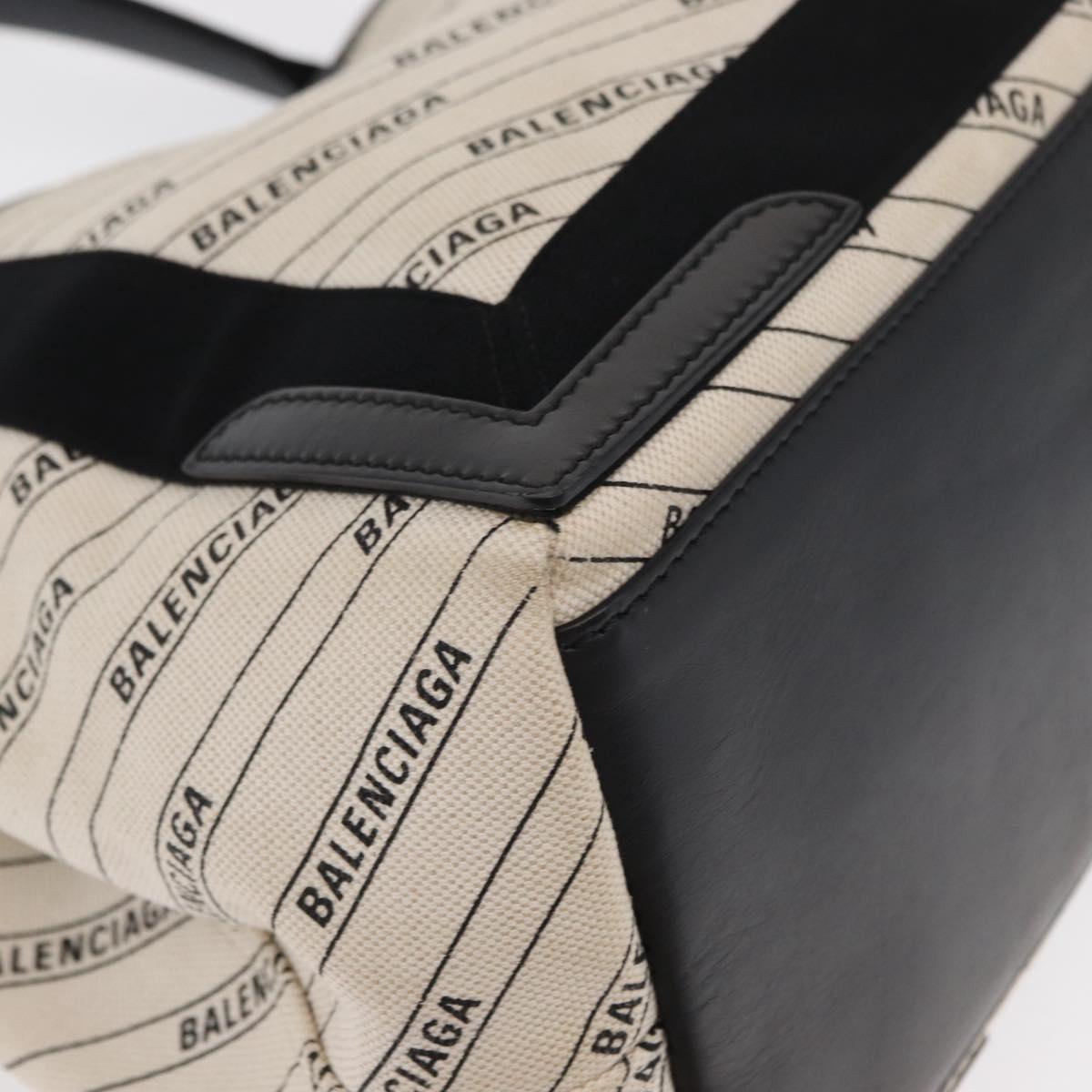 BALENCIAGA Hand Bag Canvas White Black 339933 Auth bs33110