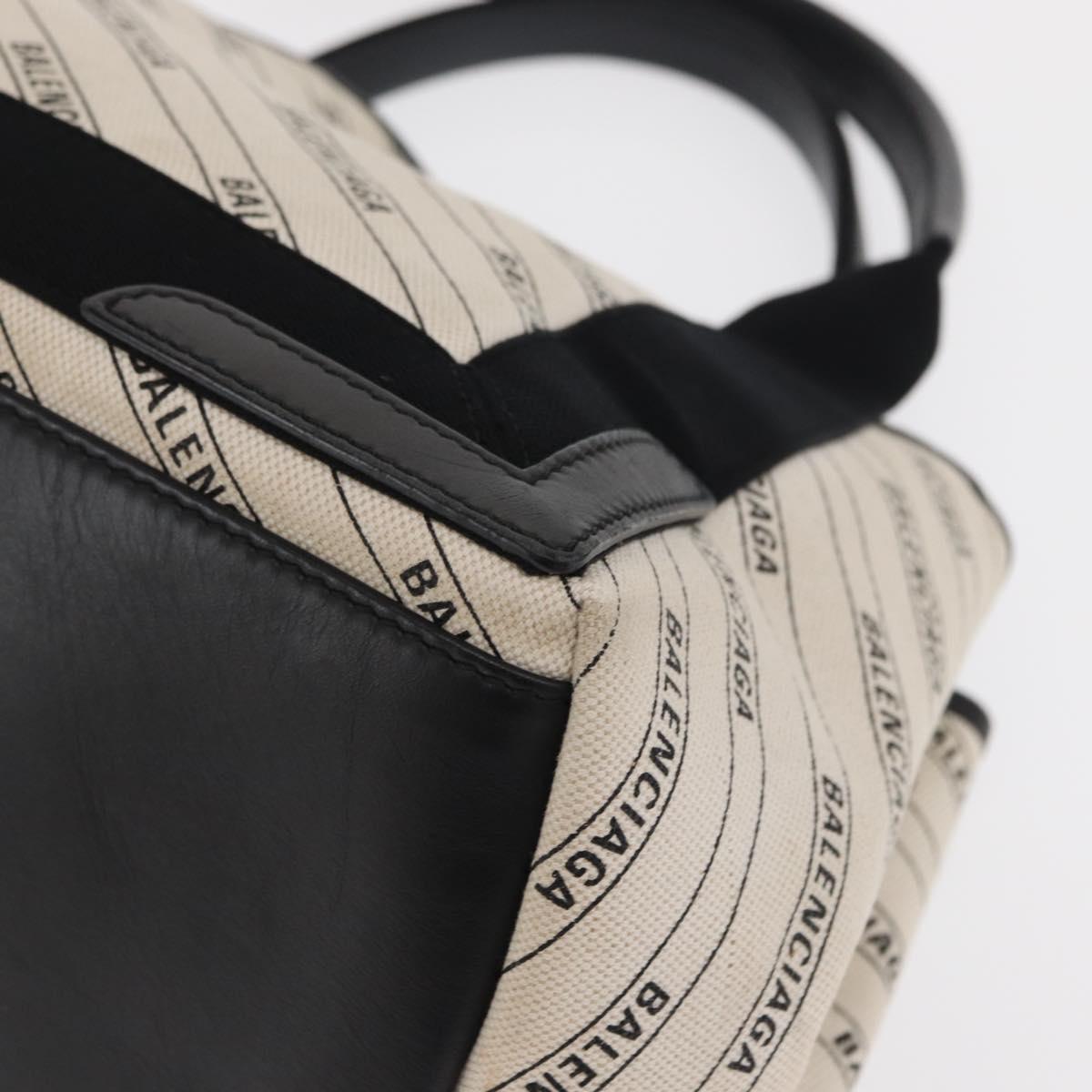 BALENCIAGA Hand Bag Canvas White Black 339933 Auth bs33110