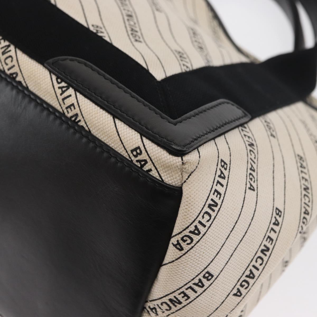 BALENCIAGA Hand Bag Canvas White Black 339933 Auth bs33110