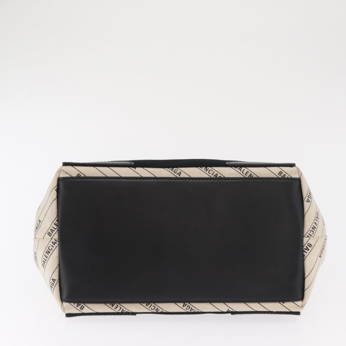 BALENCIAGA Hand Bag Canvas White Black 339933 Auth bs33110