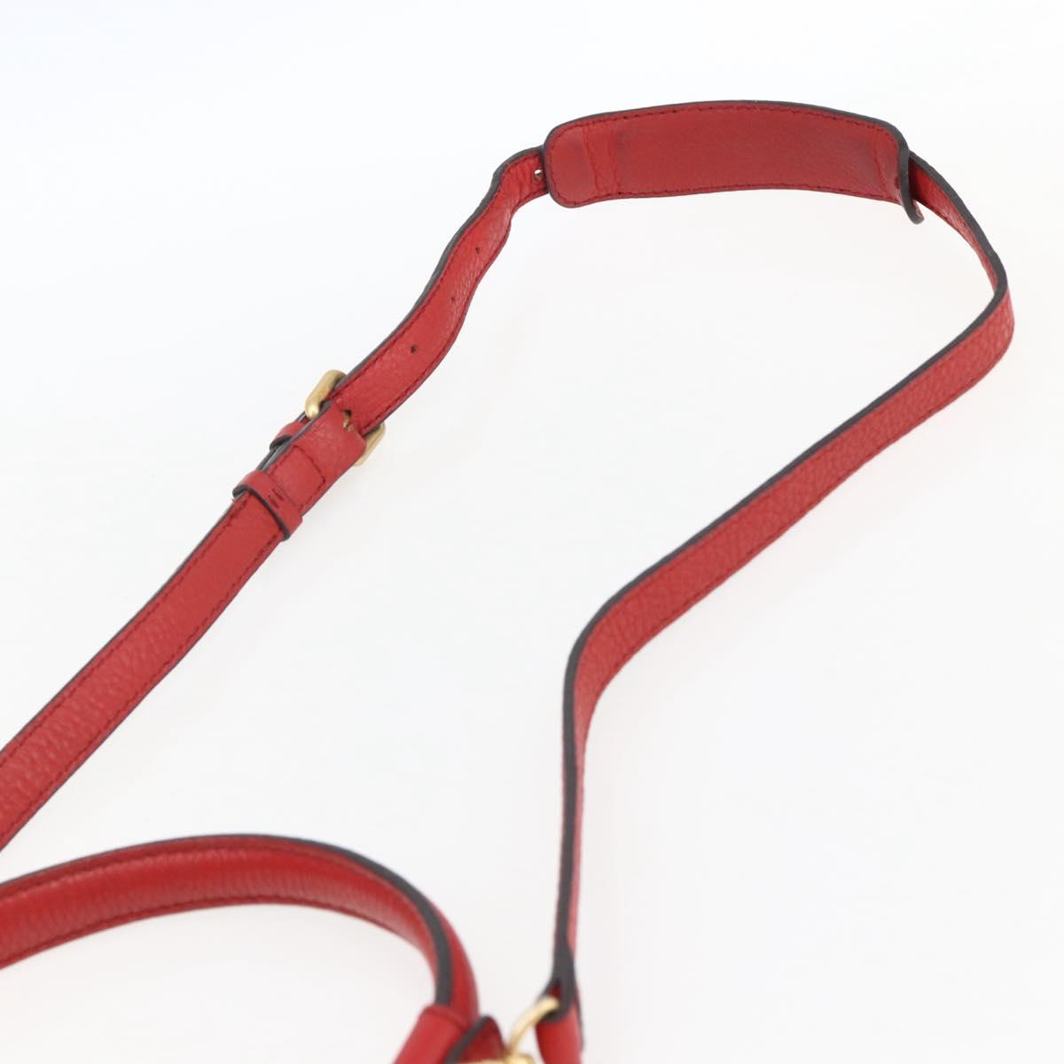 MCM Hand Bag Leather Red Gold Auth bs33111