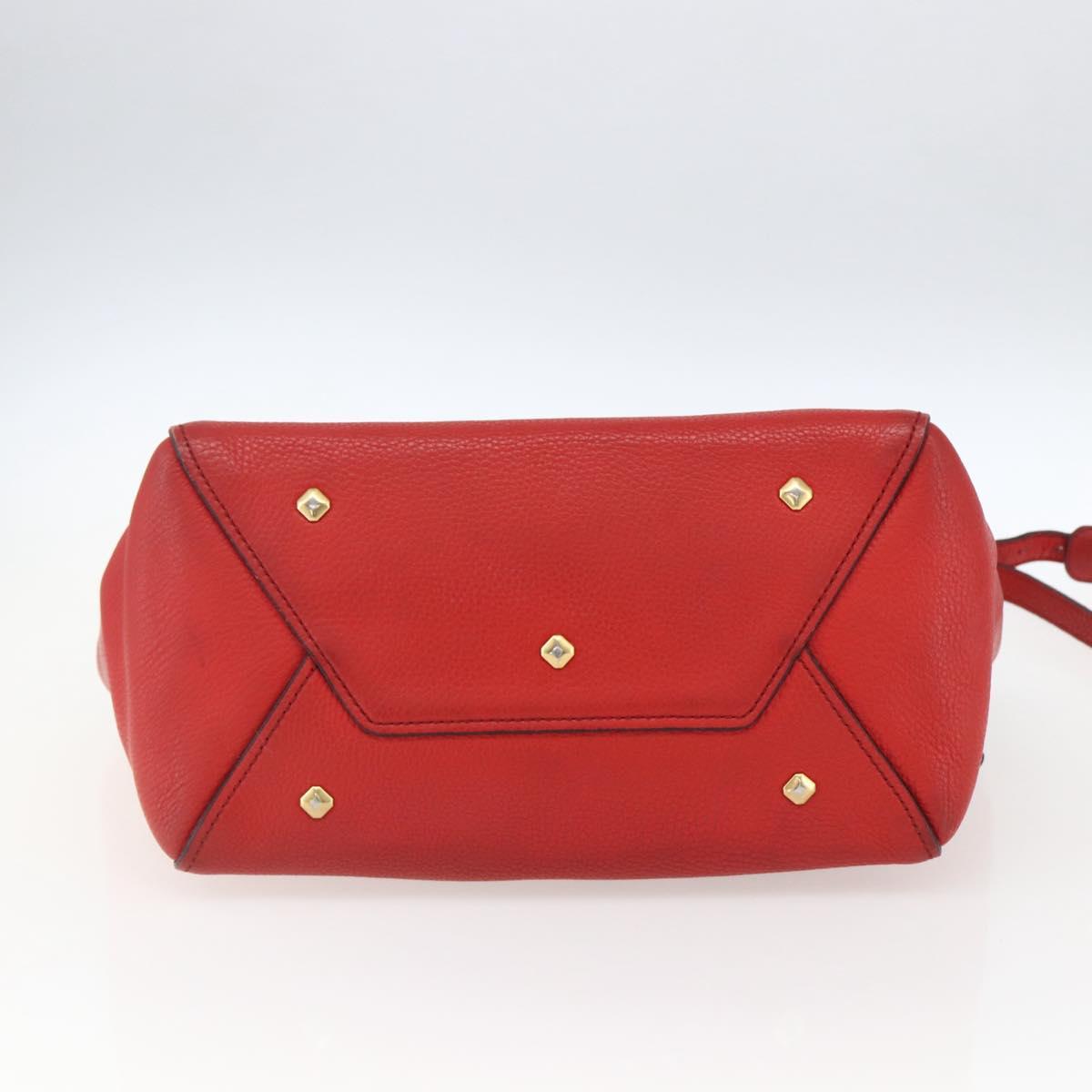 MCM Hand Bag Leather Red Gold Auth bs33111