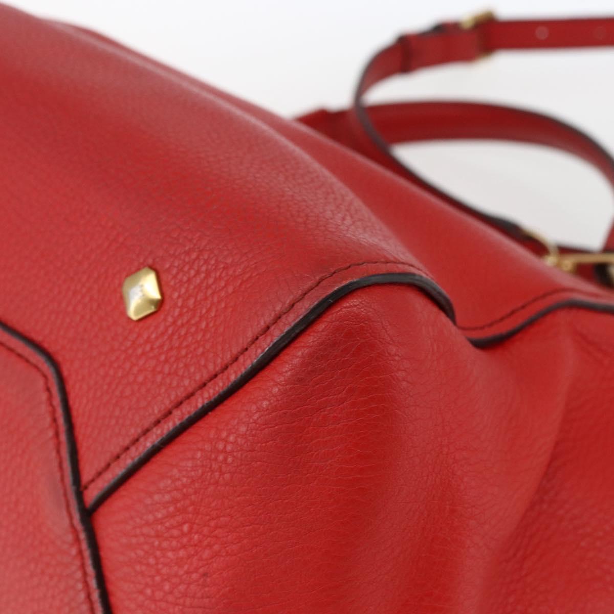 MCM Hand Bag Leather Red Gold Auth bs33111