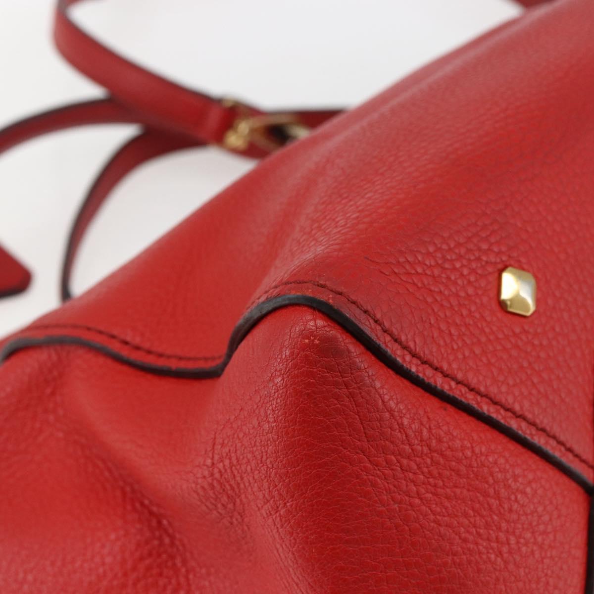 MCM Hand Bag Leather Red Gold Auth bs33111